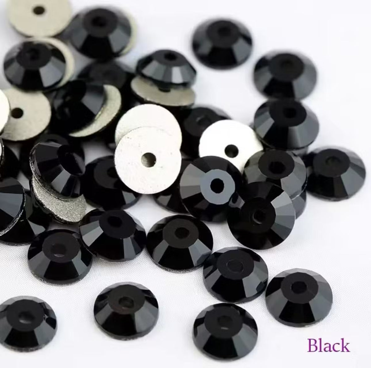 Swarovski Crystal Sequin 3128 Round Buttons Center Hole Sew On Stone Flatback 4mm and 6mm - Sapphire foiled ( Select Sizes and Quantity)