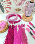 Pink Embroidery Materials Kit for: goldwork, tambour, luneville, zardozi - Smooth purl french wire