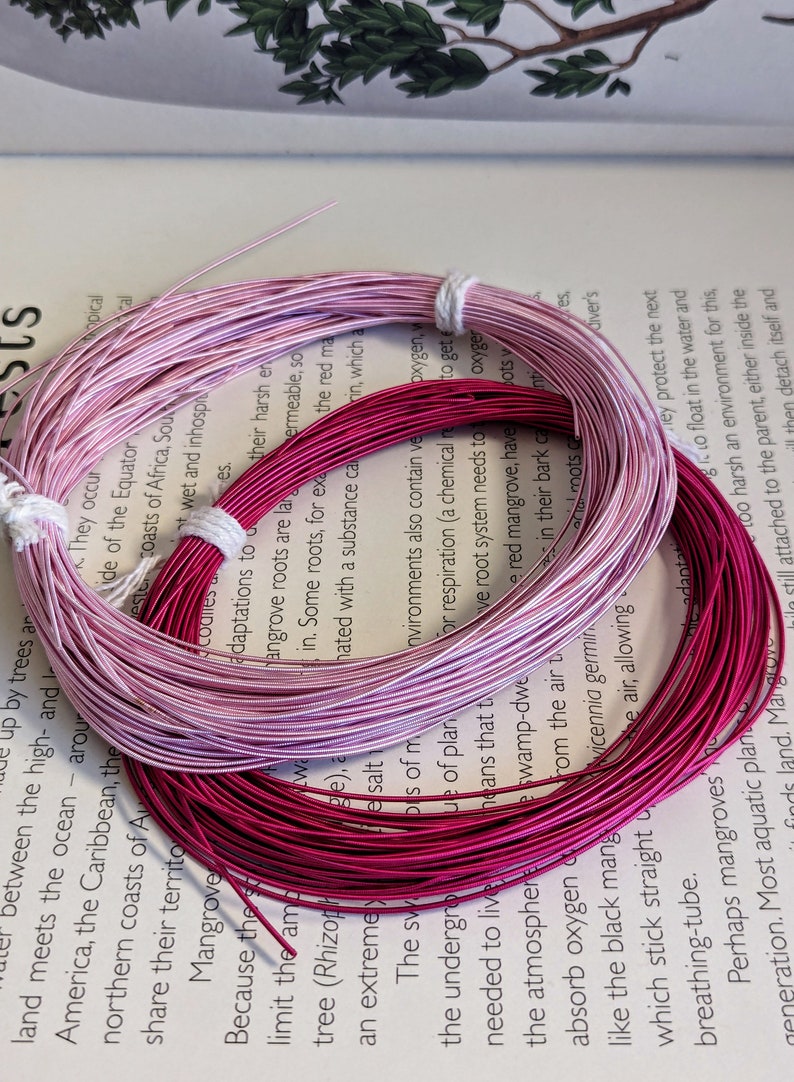 Pink Embroidery Materials Kit for: goldwork, tambour, luneville, zardozi - Smooth purl french wire