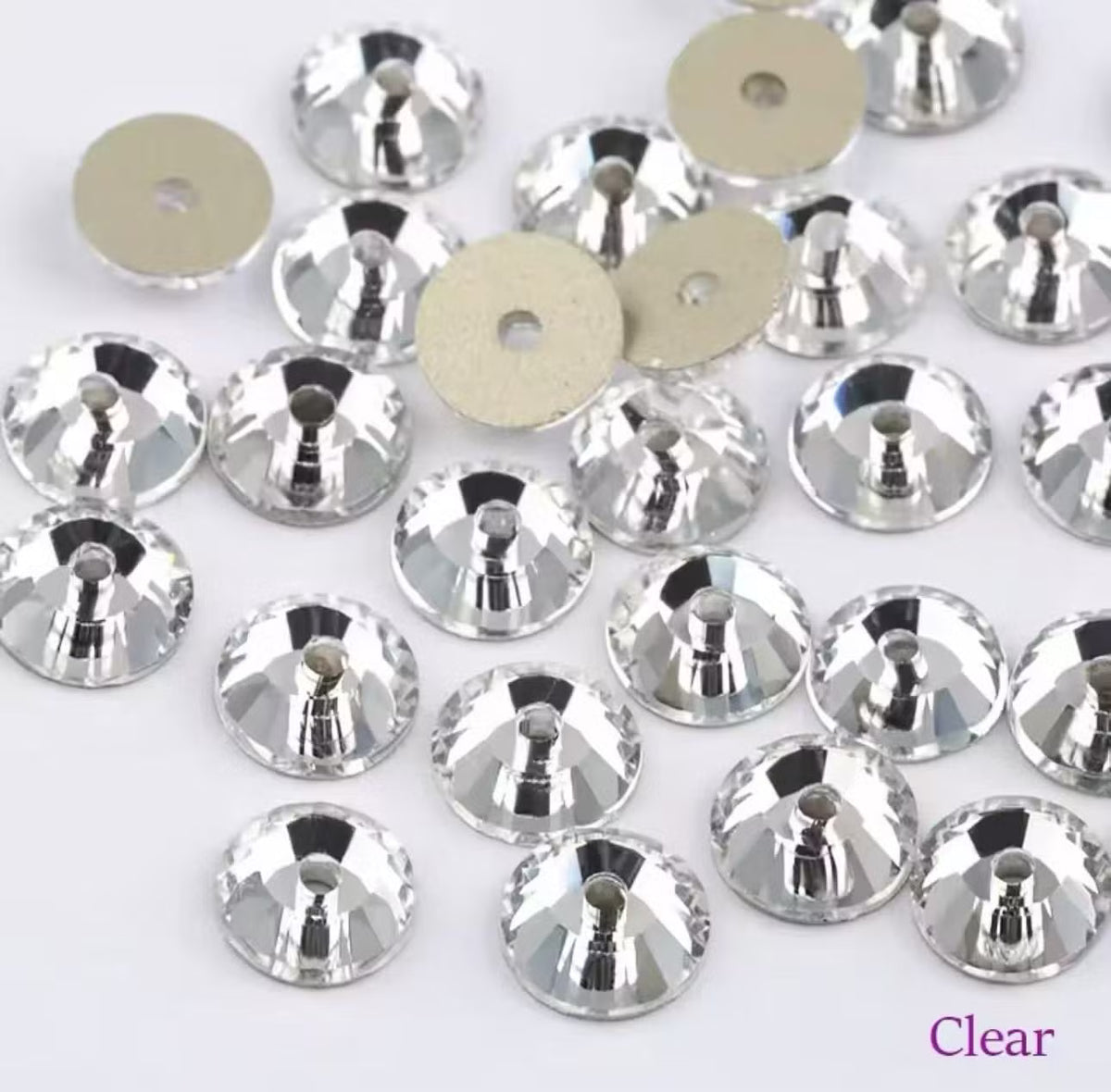 Swarovski Crystal Sequin 3128 Round Buttons Center Hole Sew On Stone Flatback 4mm and 6mm - Sapphire foiled ( Select Sizes and Quantity)