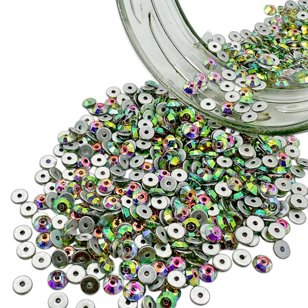Swarovski Crystal Sequin 3128 Round Buttons Center Hole Sew On Stone Flatback 4mm and 6mm - Sapphire foiled ( Select Sizes and Quantity)