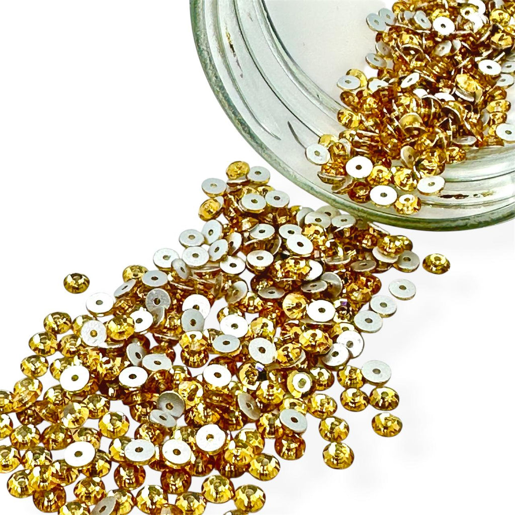 Swarovski Crystal Sequin 3128 Round Buttons Center Hole Sew On Stone Flatback 4mm and 6mm - Sapphire foiled ( Select Sizes and Quantity)